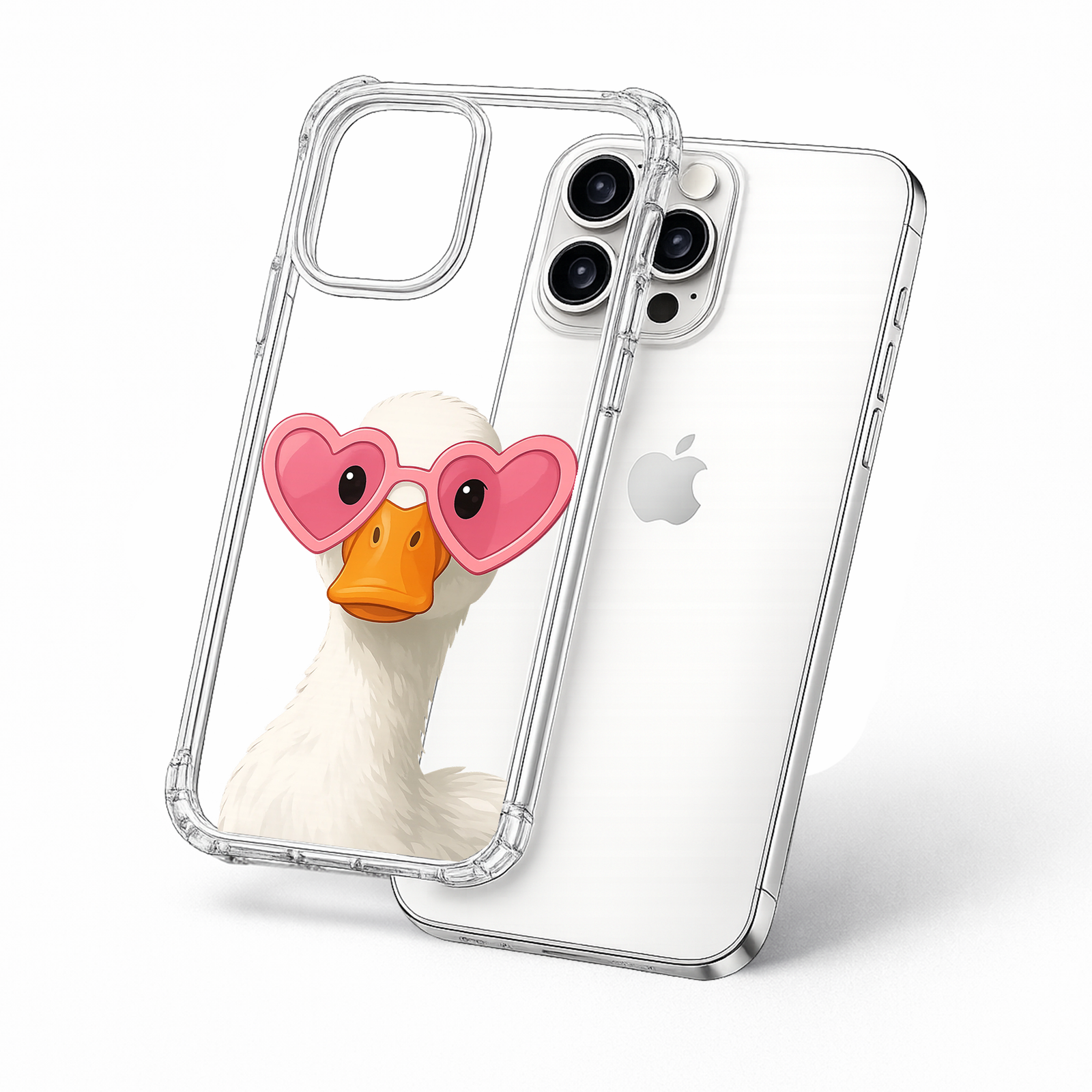 Cute Duck with Heart Sunglasses iPhone Case , Samsung Case, Funny Goose Phone Cover, Kawaii Animal MagSafe Case, Cute Bird Lover Gift
