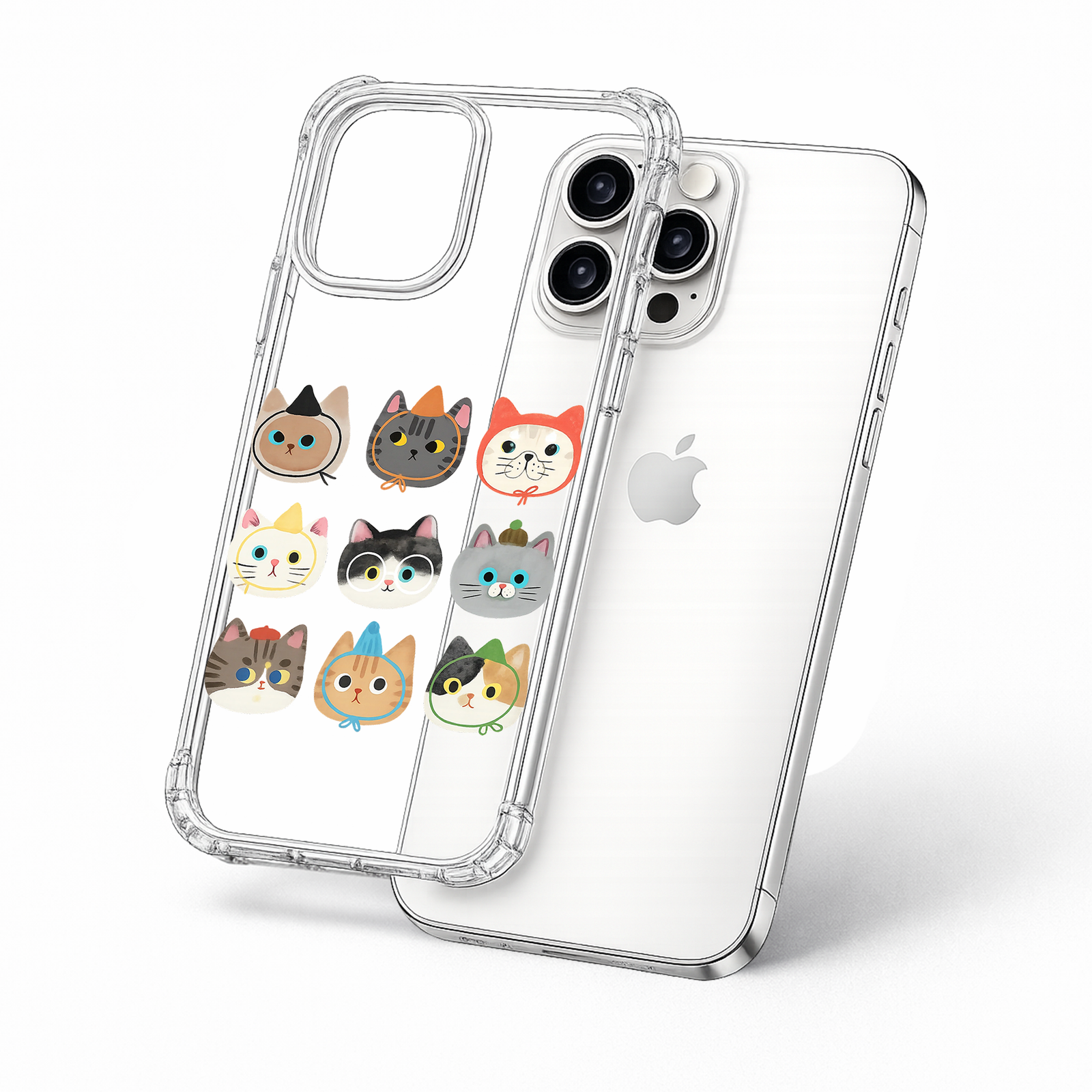 Cute Cat Faces iPhone Case , Samsung Case, Kawaii Kitty Pattern Phone Cover, Cat Lover MagSafe Case, Adorable Pet Gift