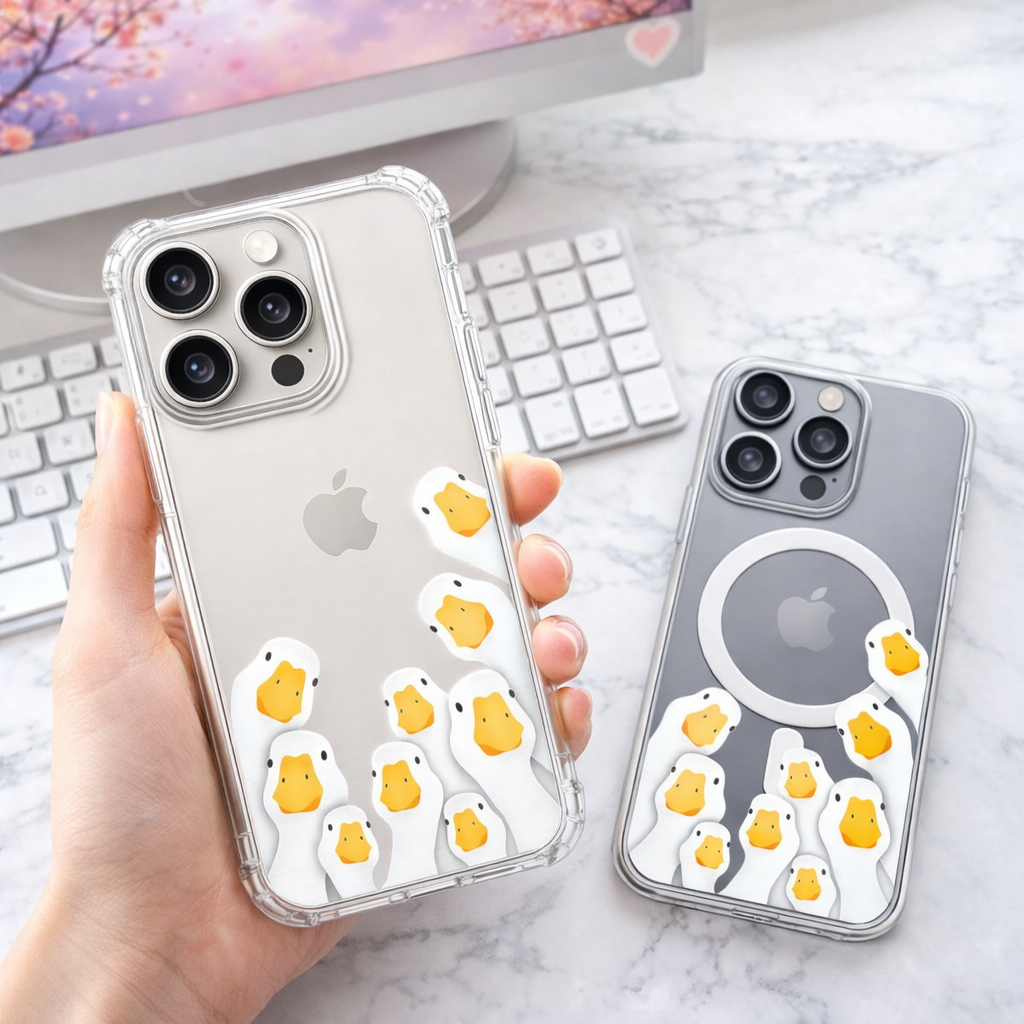 Cute Duck Family iPhone Case , Samsung Case, Funny Goose Crowd Phone Cover, Minimalist Animal MagSafe Case, Farmhouse Gift