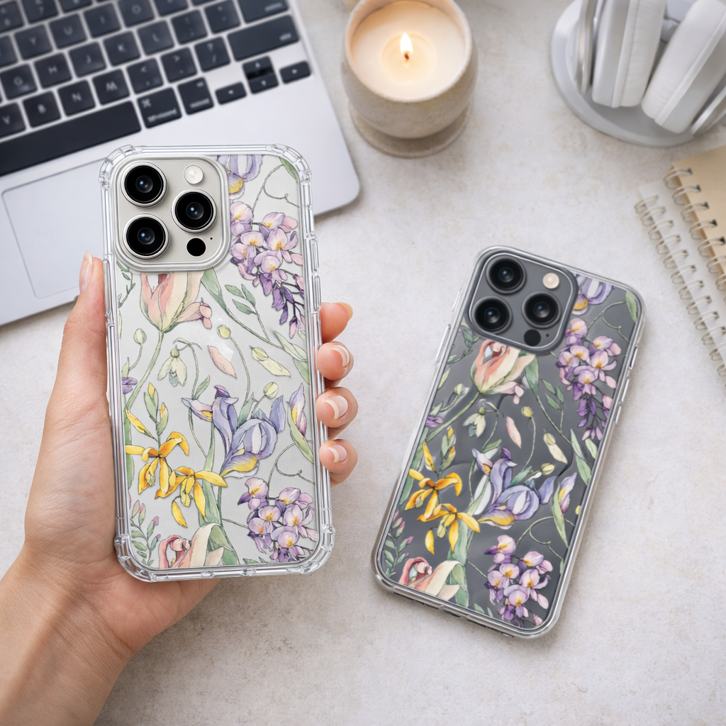 Vintage Floral Botanical iPhone Case , Samsung Case, Purple Flower Phone Cover, Elegant Garden MagSafe Case, Nature Lover Gift