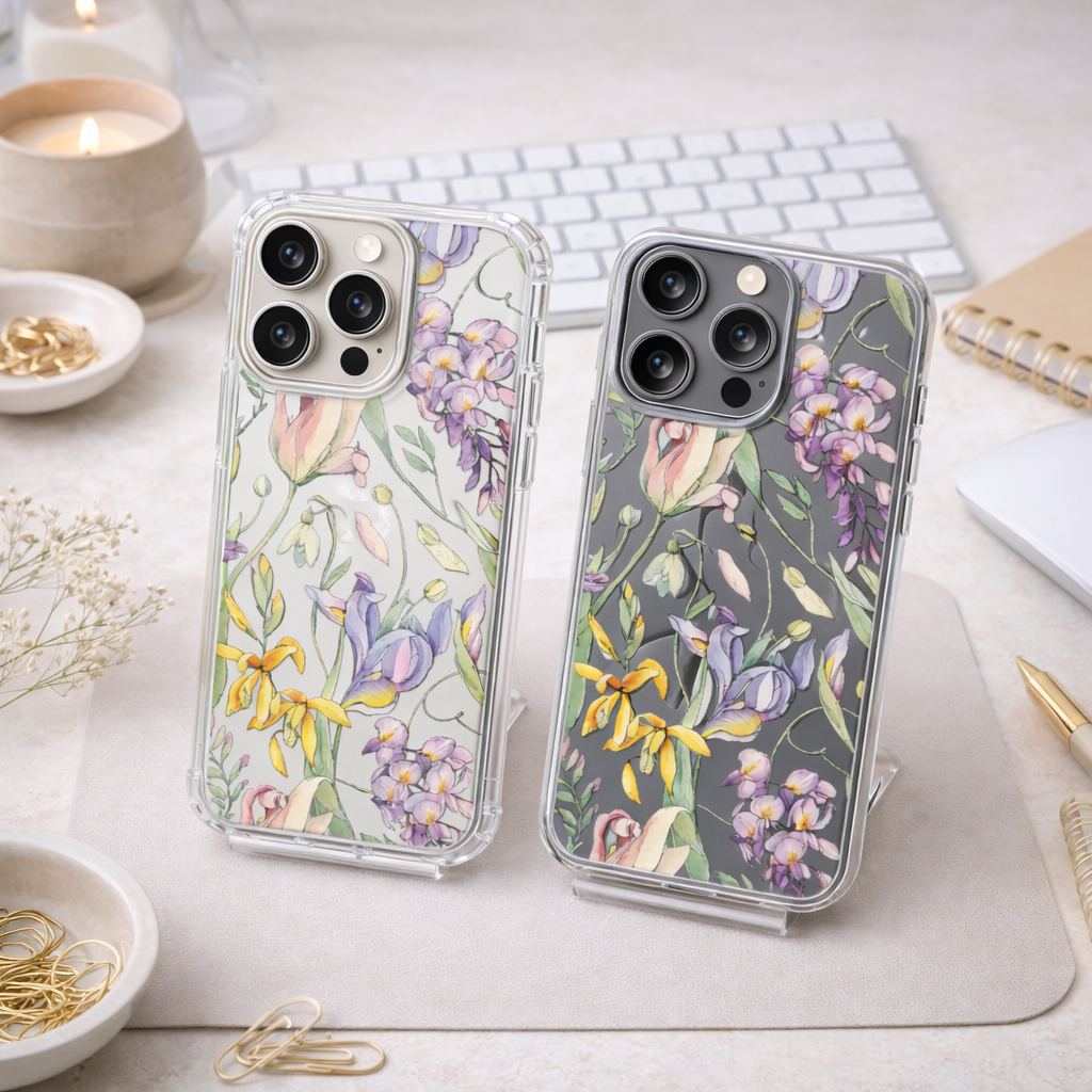 Vintage Floral Botanical iPhone Case , Samsung Case, Purple Flower Phone Cover, Elegant Garden MagSafe Case, Nature Lover Gift