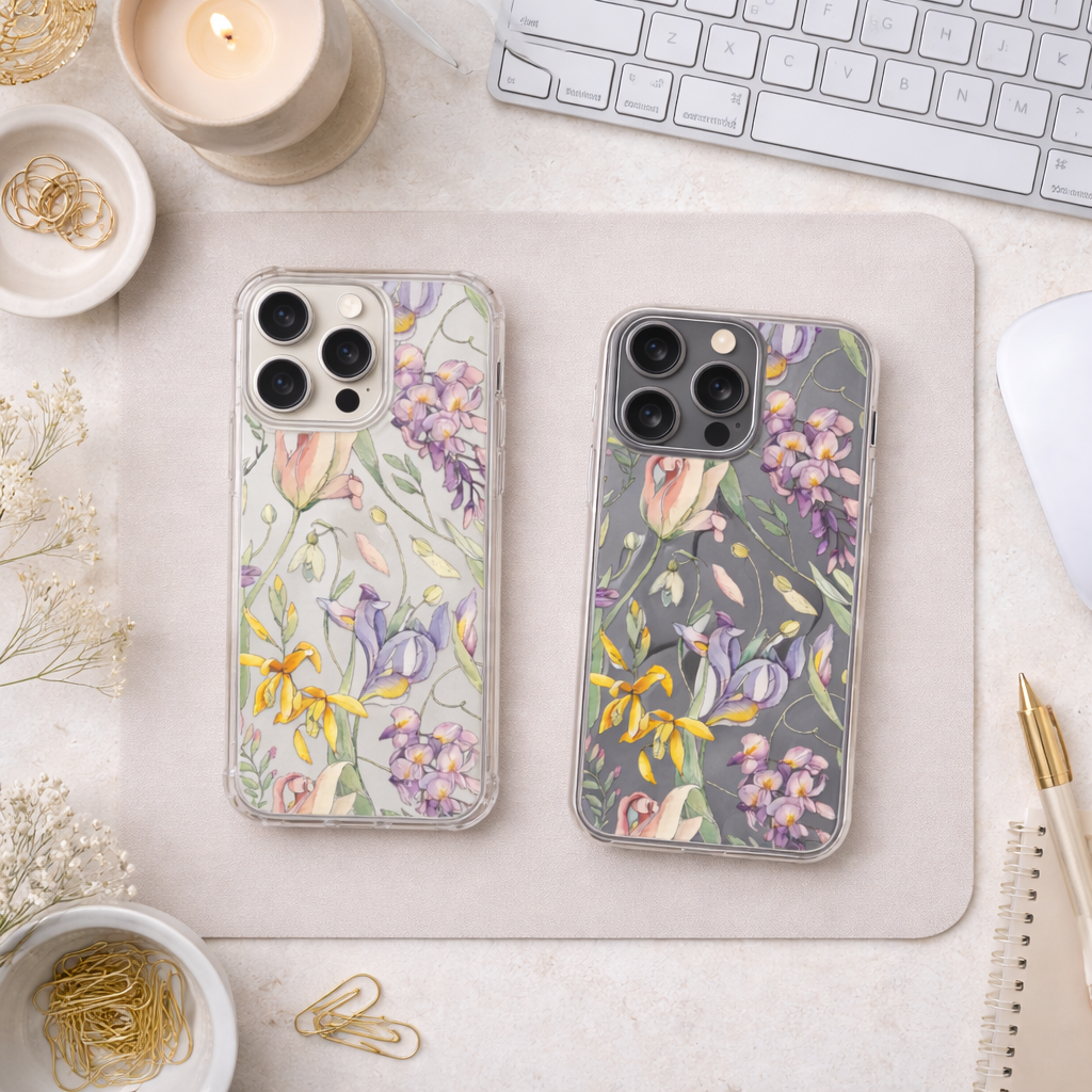 Vintage Floral Botanical iPhone Case , Samsung Case, Purple Flower Phone Cover, Elegant Garden MagSafe Case, Nature Lover Gift