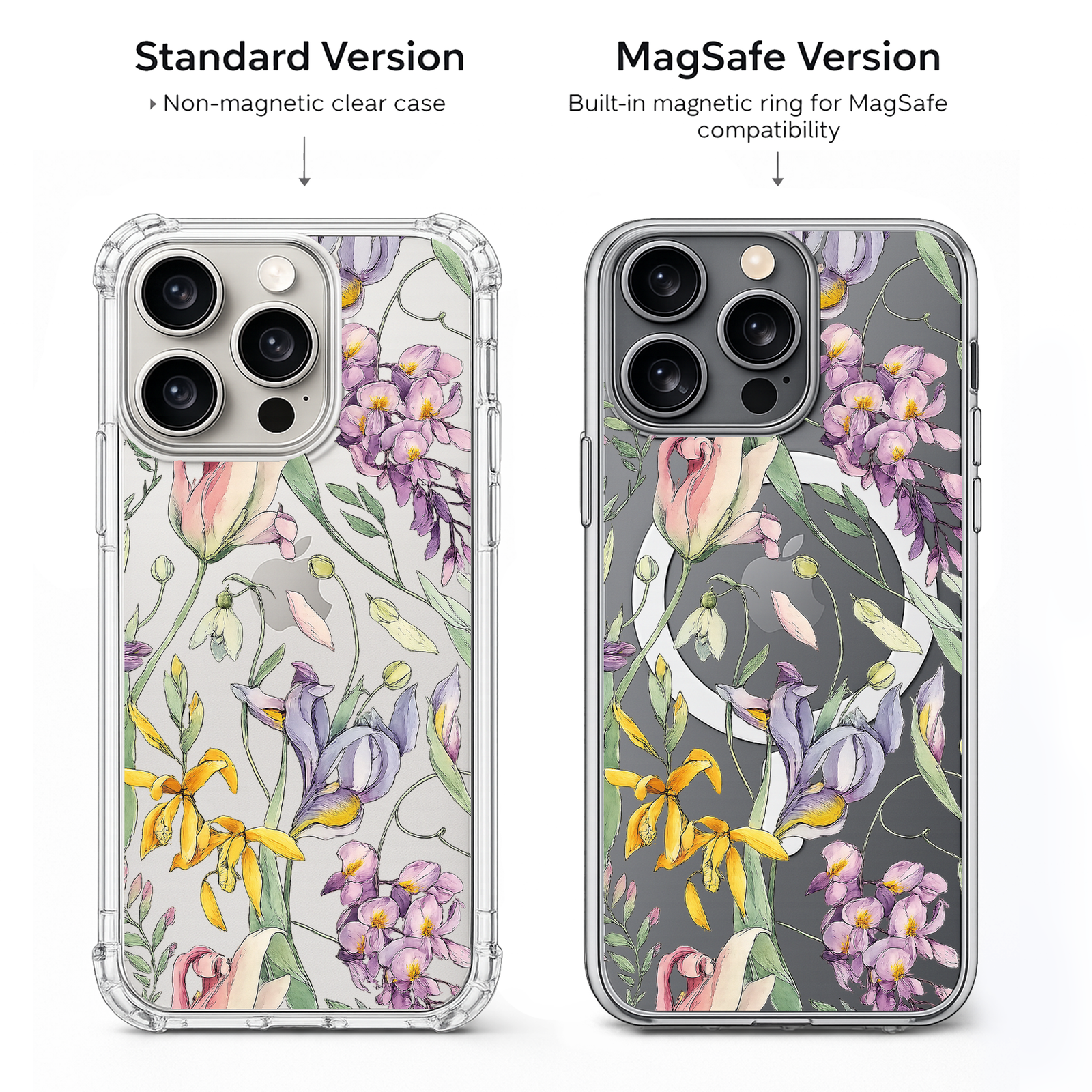 Vintage Floral Botanical iPhone Case , Samsung Case, Purple Flower Phone Cover, Elegant Garden MagSafe Case, Nature Lover Gift