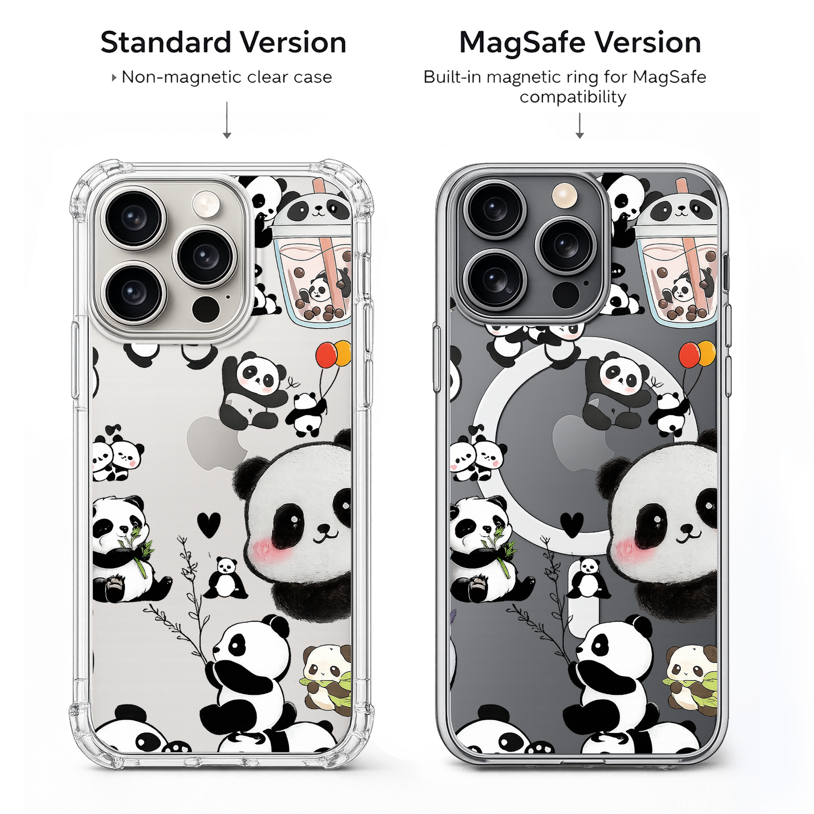 Cute Panda iPhone Case , Samsung Case, Kawaii Panda Pattern Phone Cover, Animal Lover MagSafe Case, Adorable Panda Gift