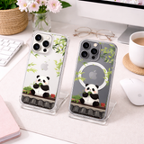 Cute Panda Eating Bamboo iPhone Case , Samsung Case, Kawaii Panda Phone Cover, Animal Lover Gift, Clear Protective MagSafe Case