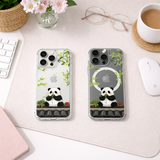 Cute Panda Eating Bamboo iPhone Case , Samsung Case, Kawaii Panda Phone Cover, Animal Lover Gift, Clear Protective MagSafe Case