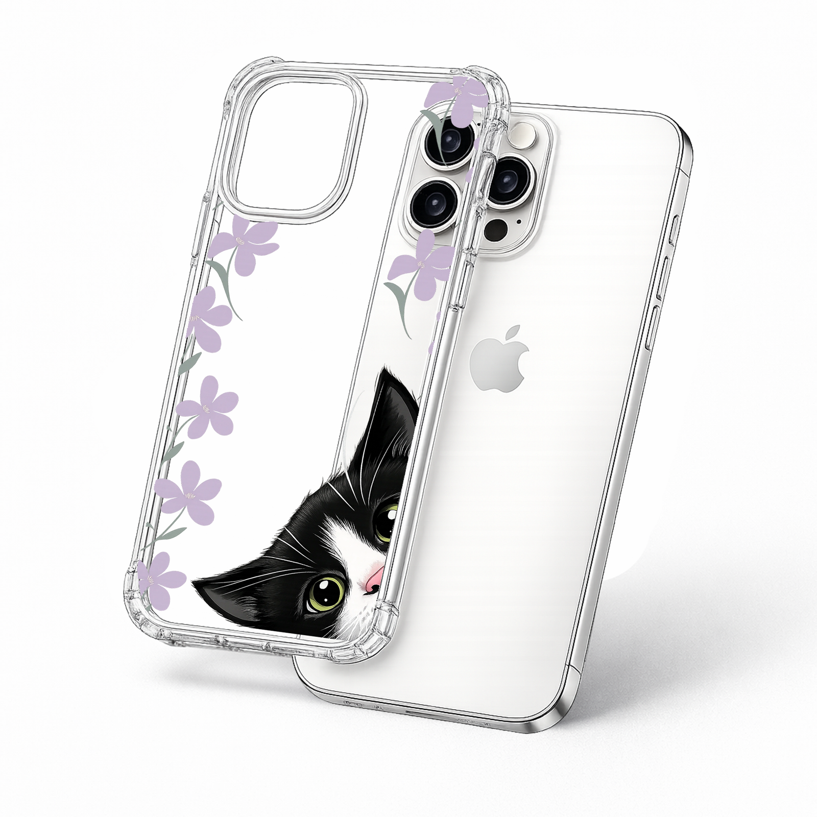 Peekaboo Tuxedo Cat iPhone Case , Samsung Case, Cute Black White Kitty Phone Cover, Cat Mom Gift, MagSafe Case