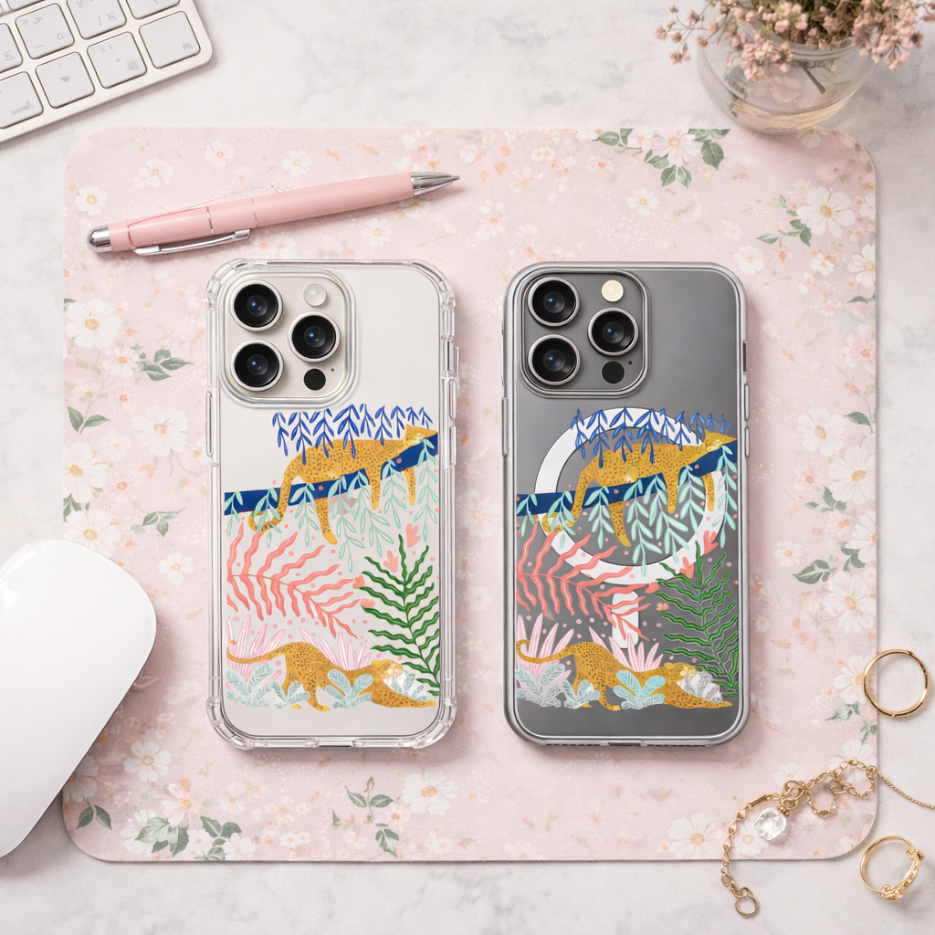 Leopard Jungle iPhone Case , Samsung Case, Tropical Wildlife Phone Cover, Exotic Animal Art, MagSafe Compatible