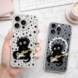 Rock Star Black Cat iPhone Case , Samsung Case, Guitar Playing Kitty Cover, Music Lover Gift, MagSafe Compatible
