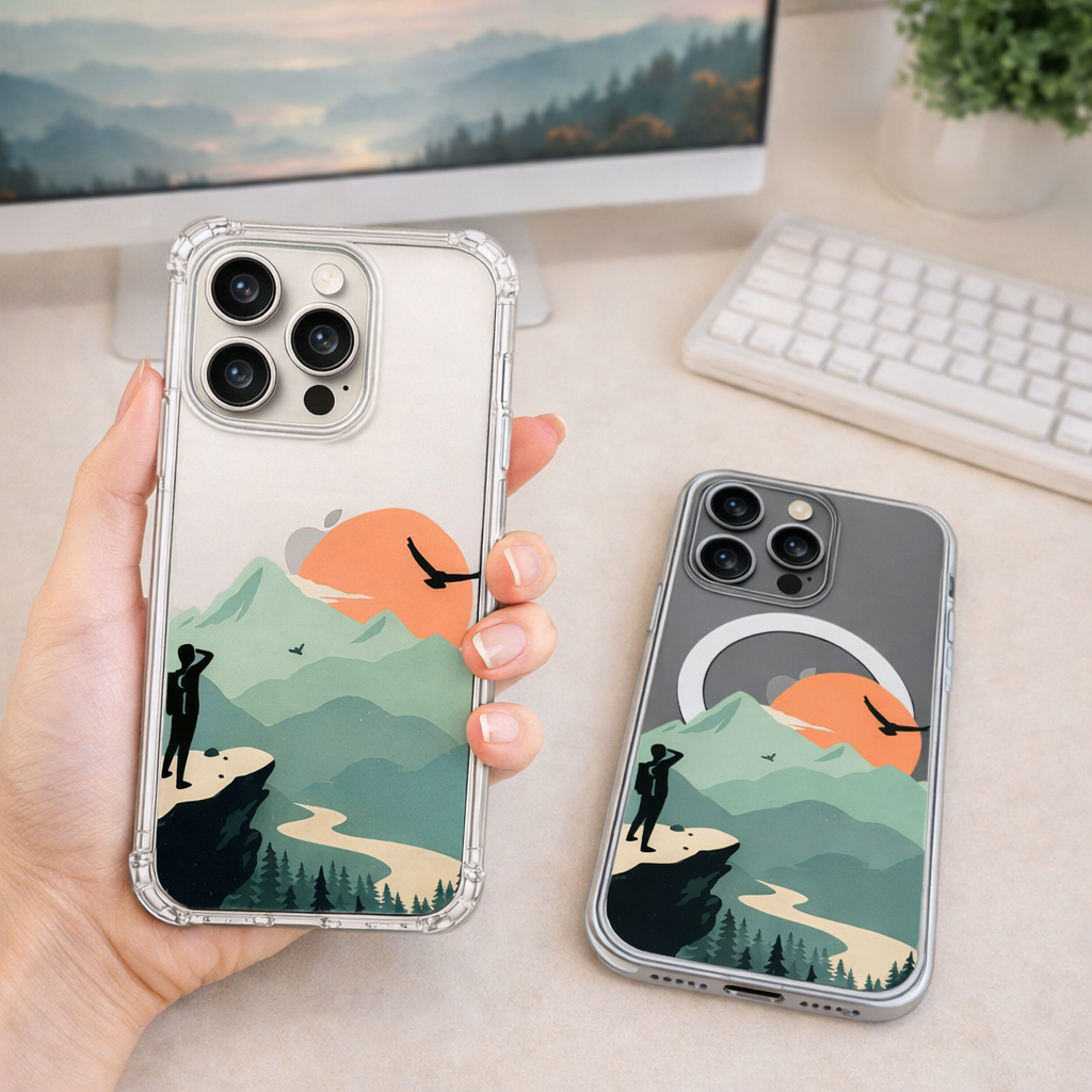 Mountain Adventure iPhone Case , Samsung Case, Hiking Landscape Phone Cover, Nature Travel Art, MagSafe Compatible