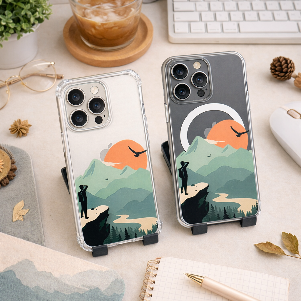 Mountain Adventure iPhone Case , Samsung Case, Hiking Landscape Phone Cover, Nature Travel Art, MagSafe Compatible