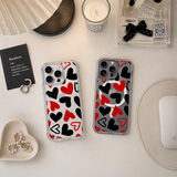Red Black Heart Pattern iPhone Case , Samsung Case, Cute Love Aesthetic Phone Cover, Valentine MagSafe Case
