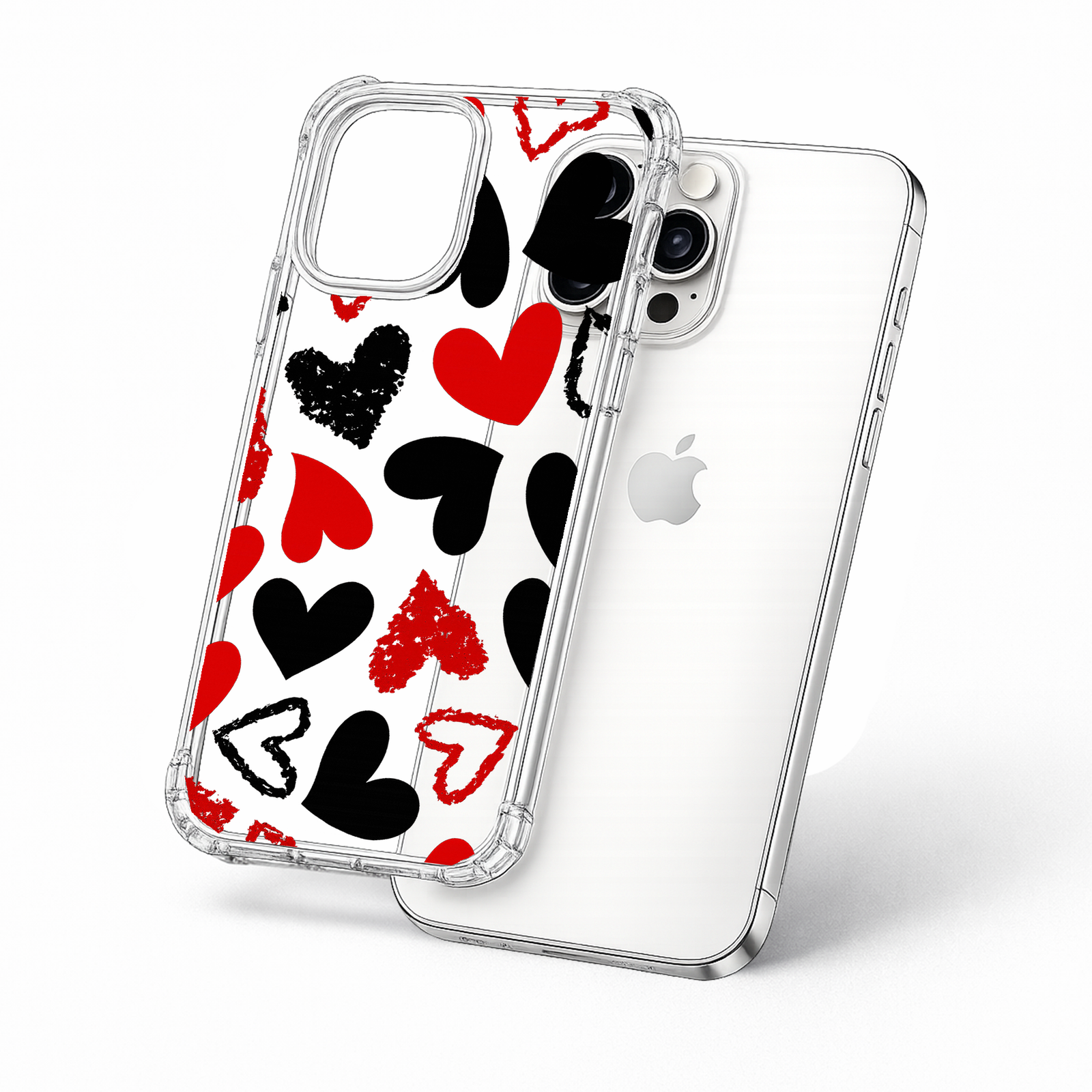 Red Black Heart Pattern iPhone Case , Samsung Case, Cute Love Aesthetic Phone Cover, Valentine MagSafe Case
