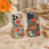 Vintage Floral Bouquet iPhone Case , Samsung Case, Orange Wildflower Phone Cover, Botanical Garden MagSafe Case