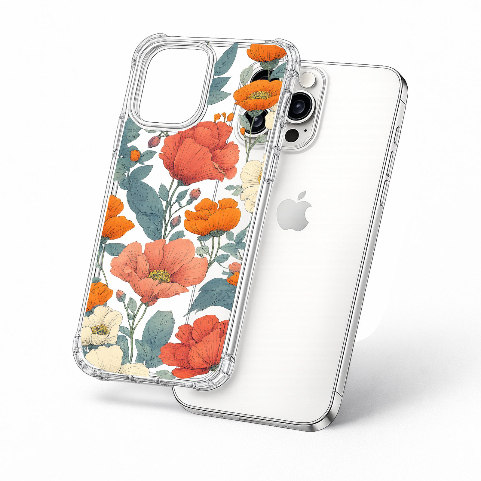Vintage Floral Bouquet iPhone Case , Samsung Case, Orange Wildflower Phone Cover, Botanical Garden MagSafe Case