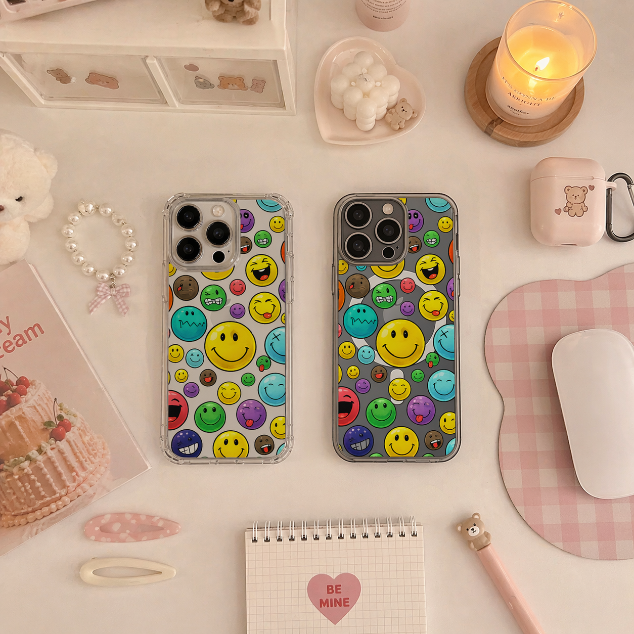Colorful Smiley Face iPhone Case , Samsung Case, Retro Happy Emoji Phone Cover, Fun Y2K MagSafe Case