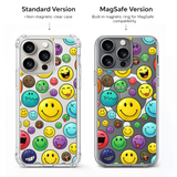 Colorful Smiley Face iPhone Case , Samsung Case, Retro Happy Emoji Phone Cover, Fun Y2K MagSafe Case