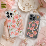 Pink Lily Floral iPhone Case , Samsung Case, Elegant Botanical Flower Phone Cover, Feminine MagSafe Case