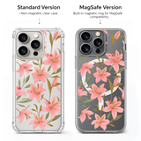 Pink Lily Floral iPhone Case , Samsung Case, Elegant Botanical Flower Phone Cover, Feminine MagSafe Case
