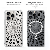 Alphabet Spiral iPhone Case , Samsung Case, Typography Art Phone Cover, Modern Black White MagSafe Case