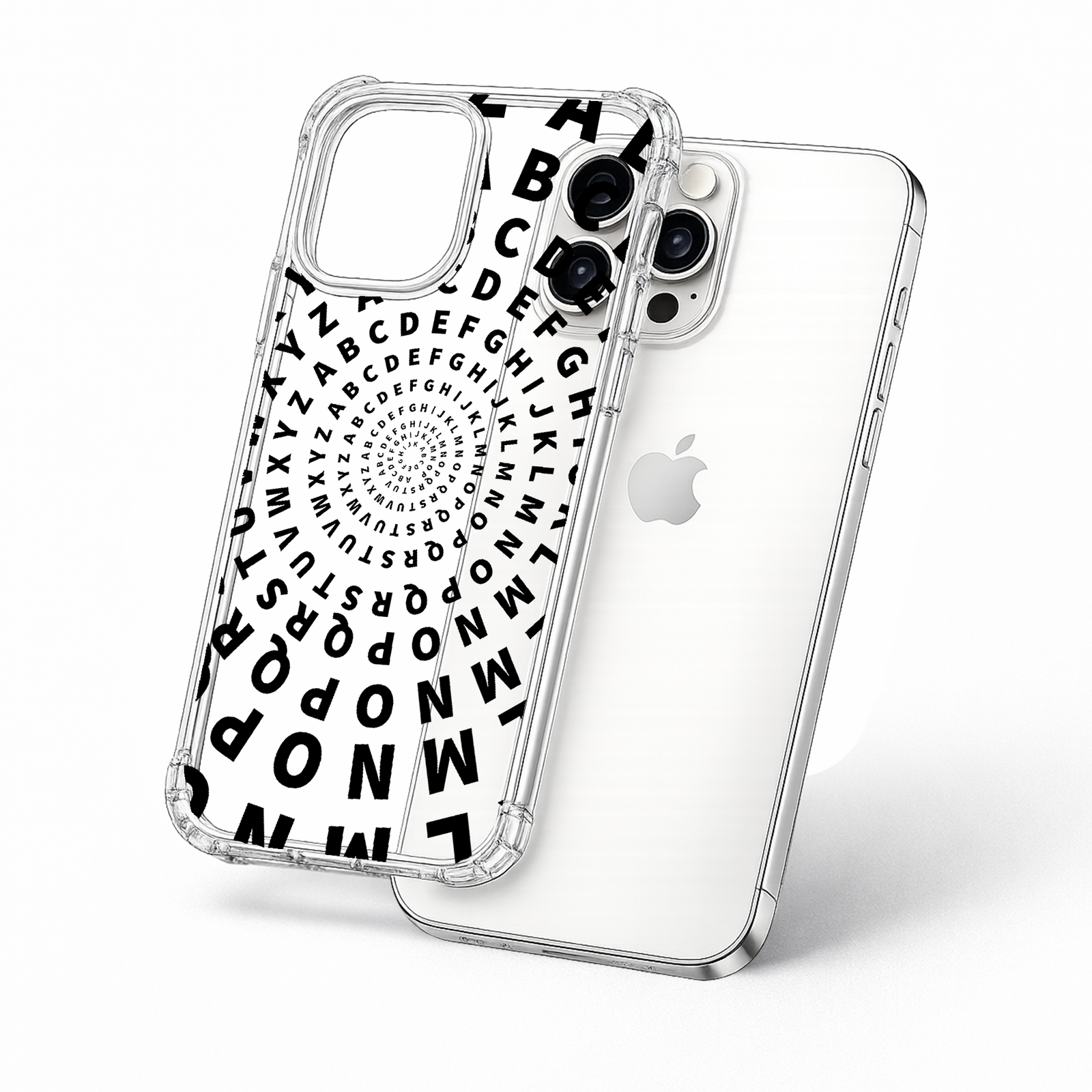 Alphabet Spiral iPhone Case , Samsung Case, Typography Art Phone Cover, Modern Black White MagSafe Case