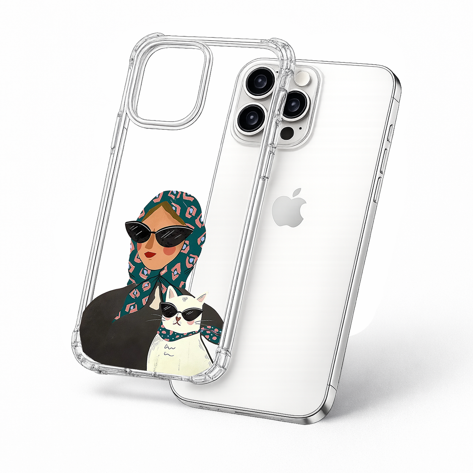 Fashion Girl and Cat iPhone Case , Samsung Case, Stylish Woman Illustration Phone Cover, Chic MagSafe Case