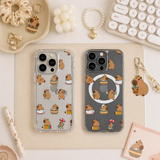 Cute Capybara Pattern iPhone Case , Samsung Case, Kawaii Animal Phone Cover, Funny Capybara MagSafe Case