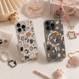Pixel Art Cat Pattern iPhone Case , Samsung Case, Kawaii Kitty Phone Cover, Retro Gaming Cat MagSafe Case
