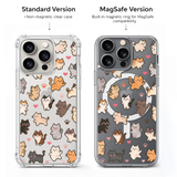 Pixel Art Cat Pattern iPhone Case , Samsung Case, Kawaii Kitty Phone Cover, Retro Gaming Cat MagSafe Case