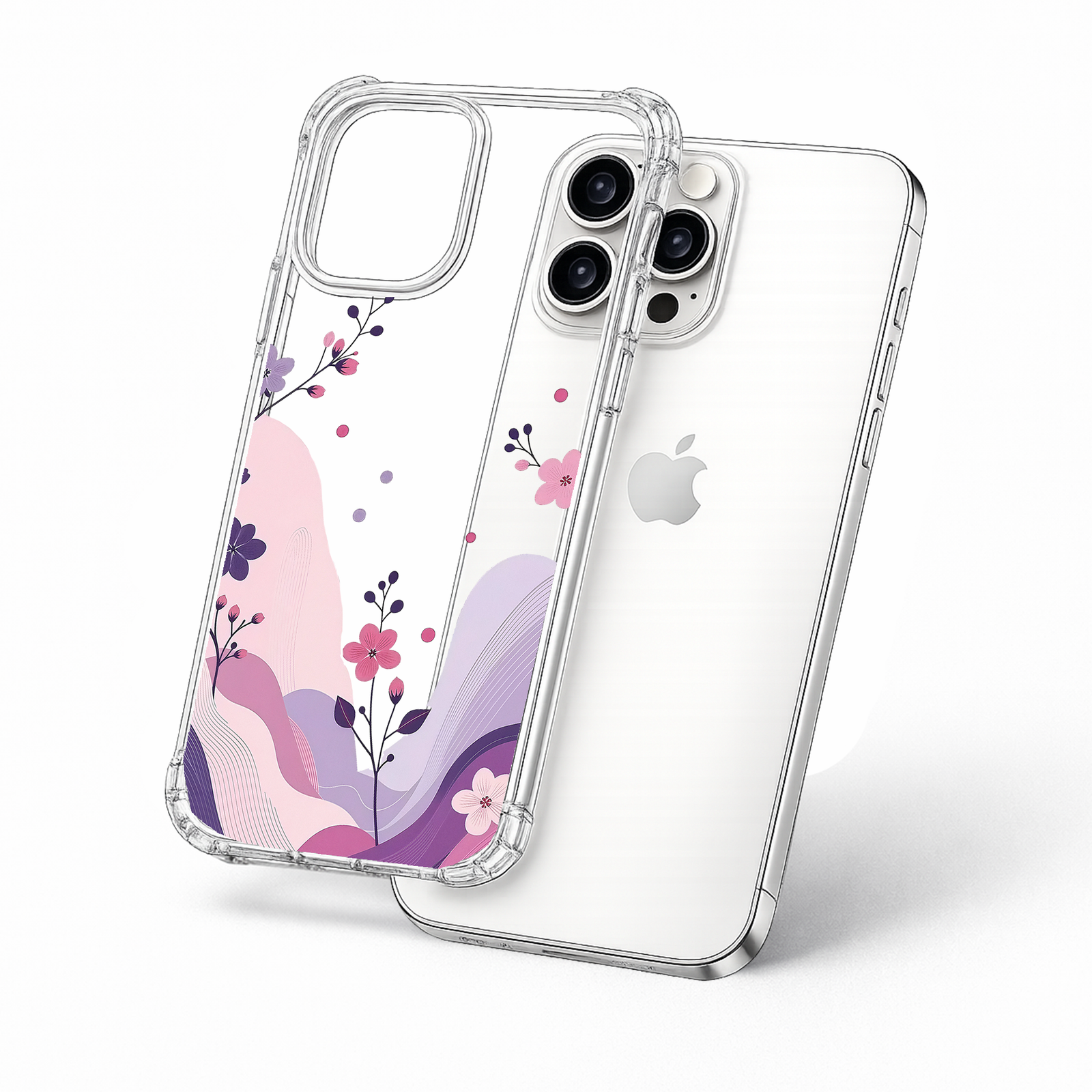 Pastel Floral Abstract iPhone Case , Samsung Case, Elegant Pink Purple Flower Phone Cover, MagSafe Case