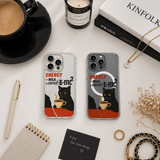 Black Cat Coffee Energy iPhone Case , Samsung Case, Funny Coffee Lover Phone Cover, Geeky Cat MagSafe Case