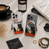 Black Cat Coffee Energy iPhone Case , Samsung Case, Funny Coffee Lover Phone Cover, Geeky Cat MagSafe Case
