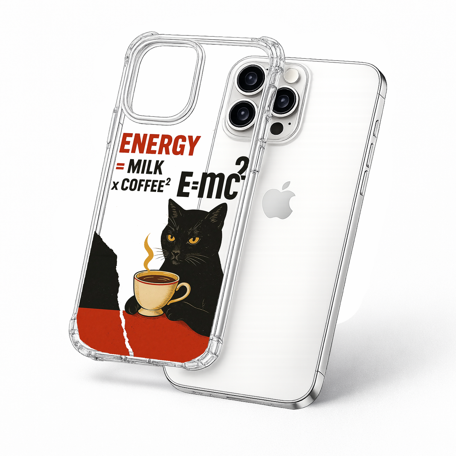 Black Cat Coffee Energy iPhone Case , Samsung Case, Funny Coffee Lover Phone Cover, Geeky Cat MagSafe Case