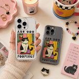 Are You Pooping Funny Cat iPhone Case , Samsung Case, Humorous Bathroom Cat Phone Cover, MagSafe Case