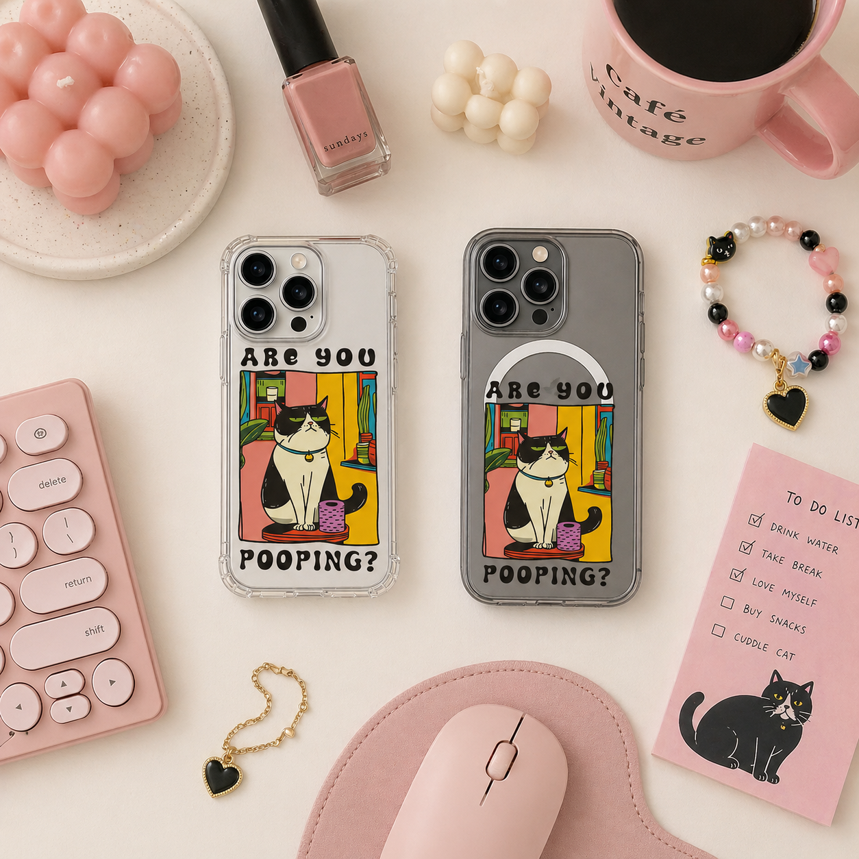 Are You Pooping Funny Cat iPhone Case , Samsung Case, Humorous Bathroom Cat Phone Cover, MagSafe Case