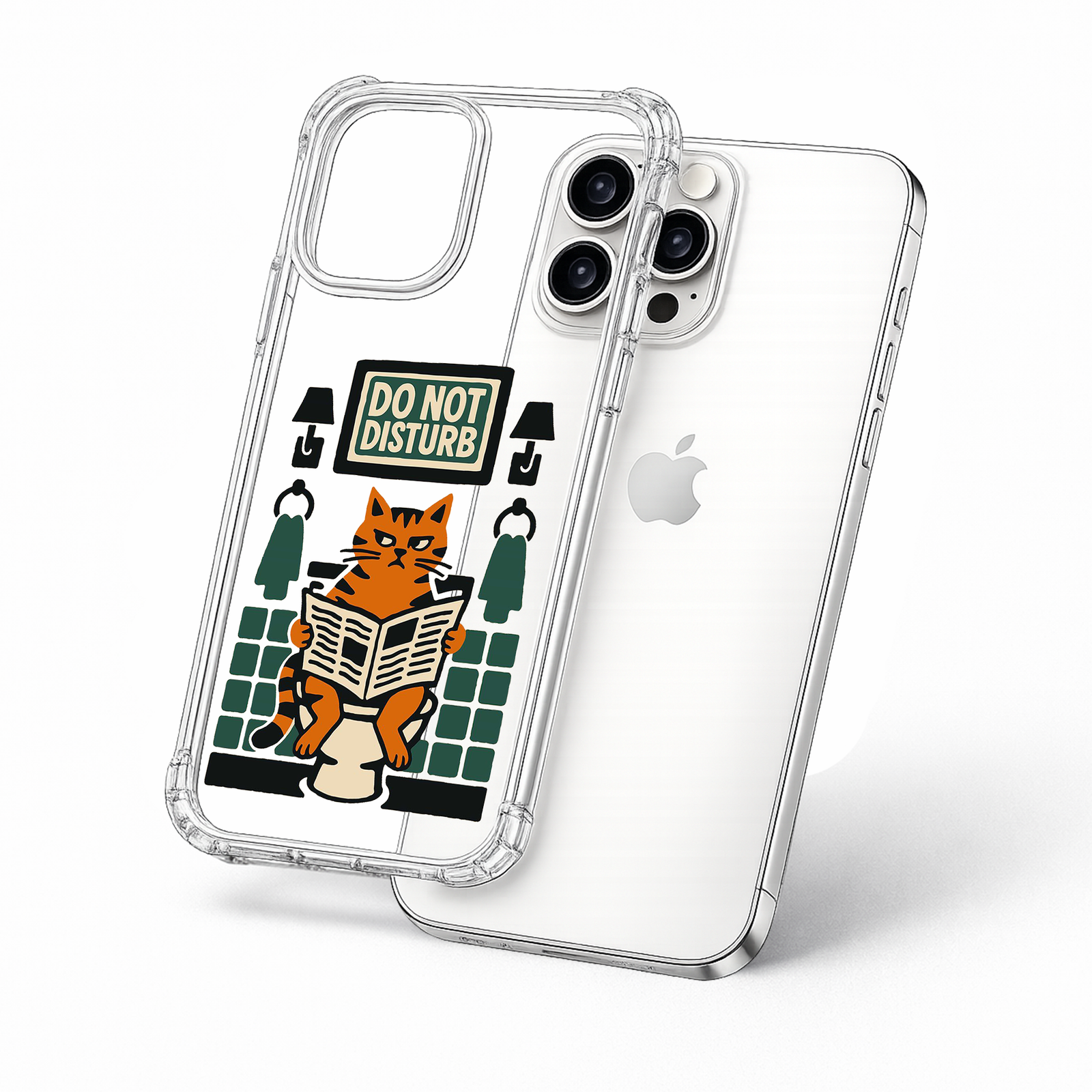 Do Not Disturb Cat Bathroom iPhone Case , Samsung Case, Funny Reading Cat Phone Cover, MagSafe Case