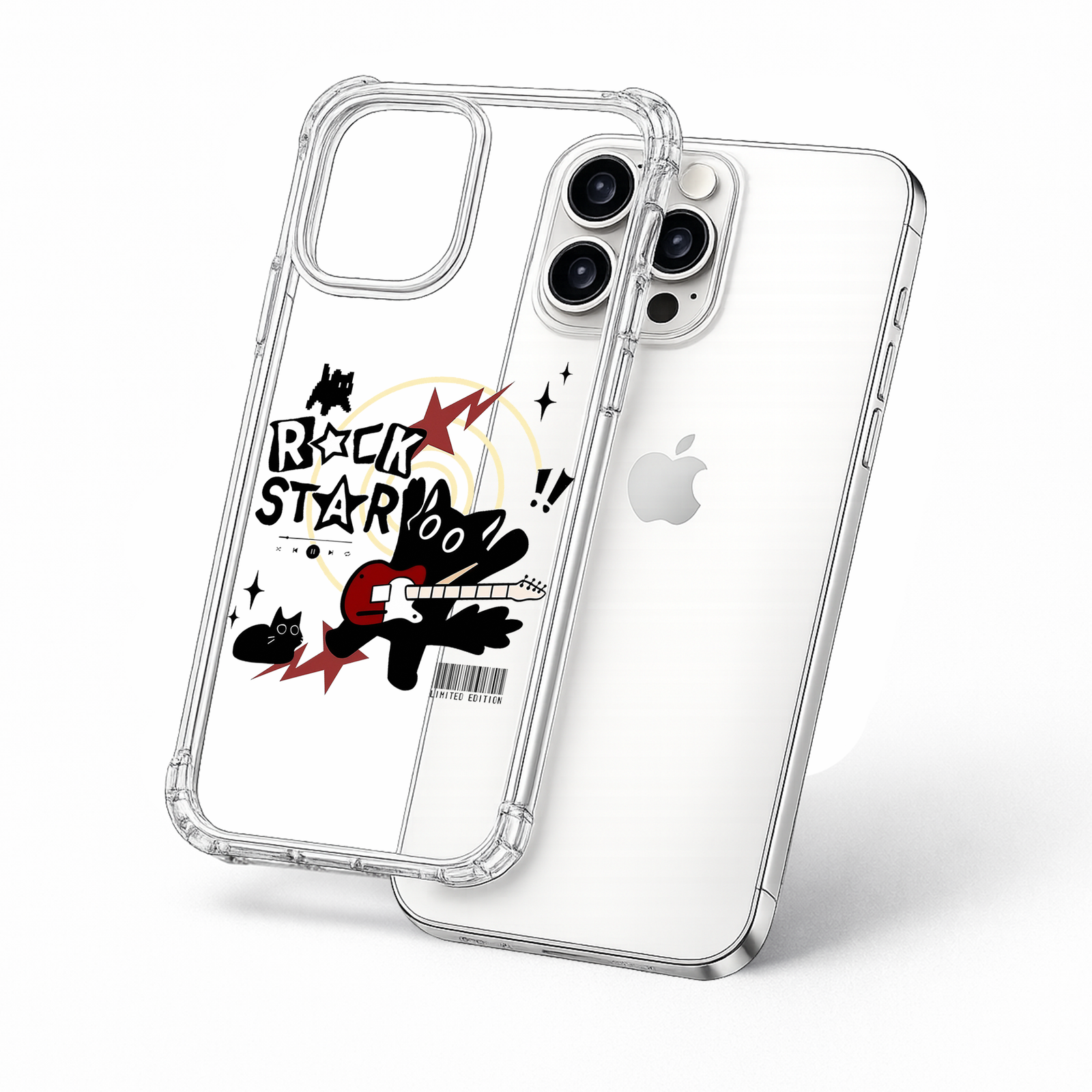 Rockstar Black Cat iPhone Case , Samsung Case, Punk Music Kitty Phone Cover, Alternative MagSafe Case