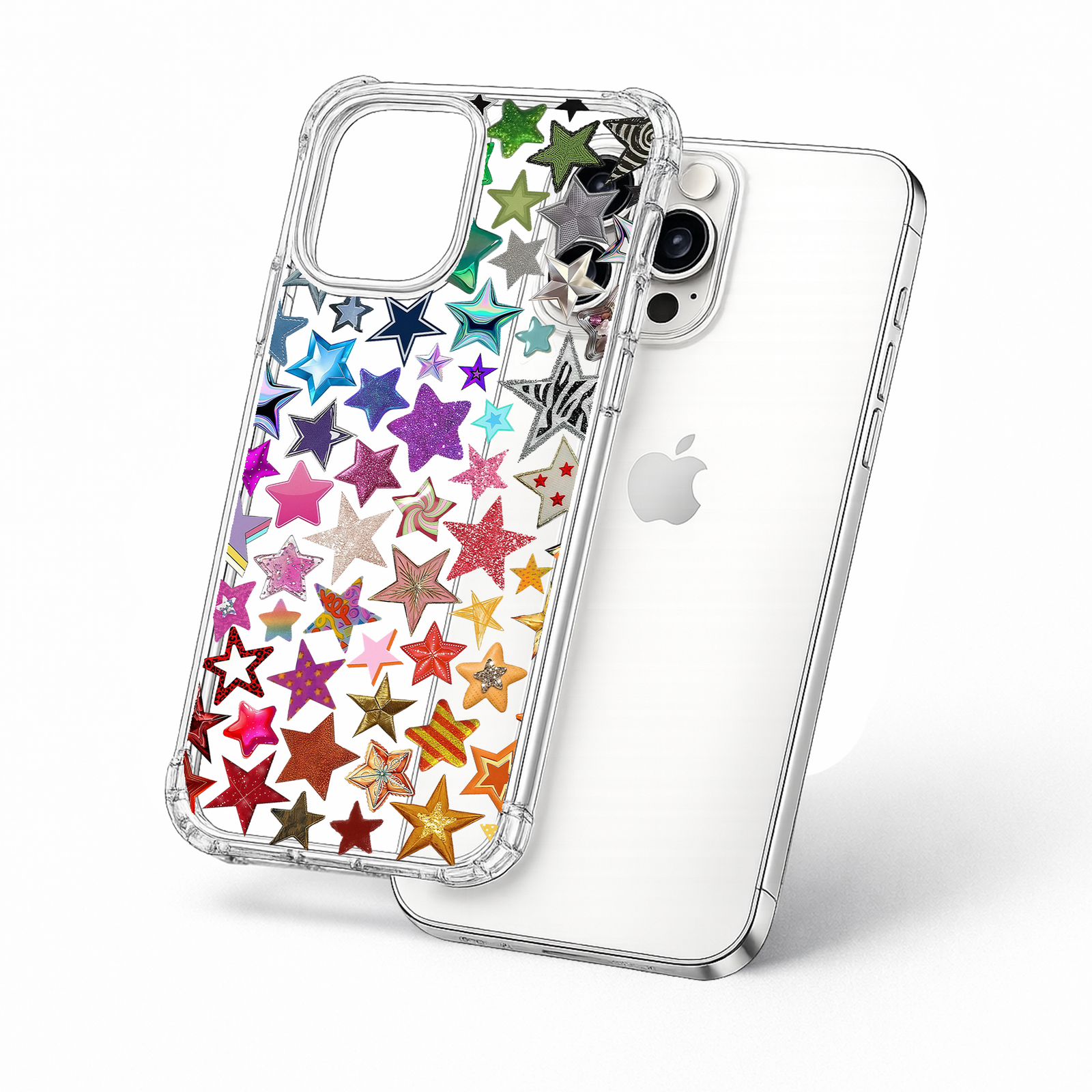 Colorful Glitter Star Pattern iPhone Case , Samsung Case, Y2K Aesthetic Phone Cover, MagSafe Case