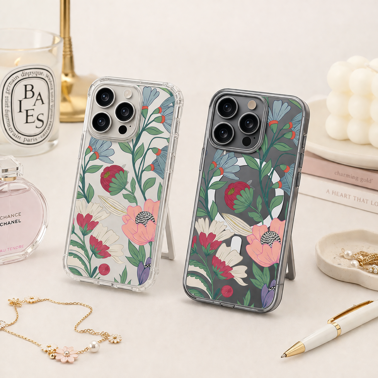 Vintage Floral Garden iPhone Case , Samsung Case, Elegant Botanical Flower Phone Cover, MagSafe Case