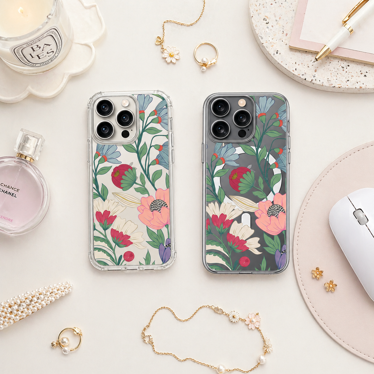 Vintage Floral Garden iPhone Case , Samsung Case, Elegant Botanical Flower Phone Cover, MagSafe Case