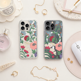 Vintage Floral Garden iPhone Case , Samsung Case, Elegant Botanical Flower Phone Cover, MagSafe Case