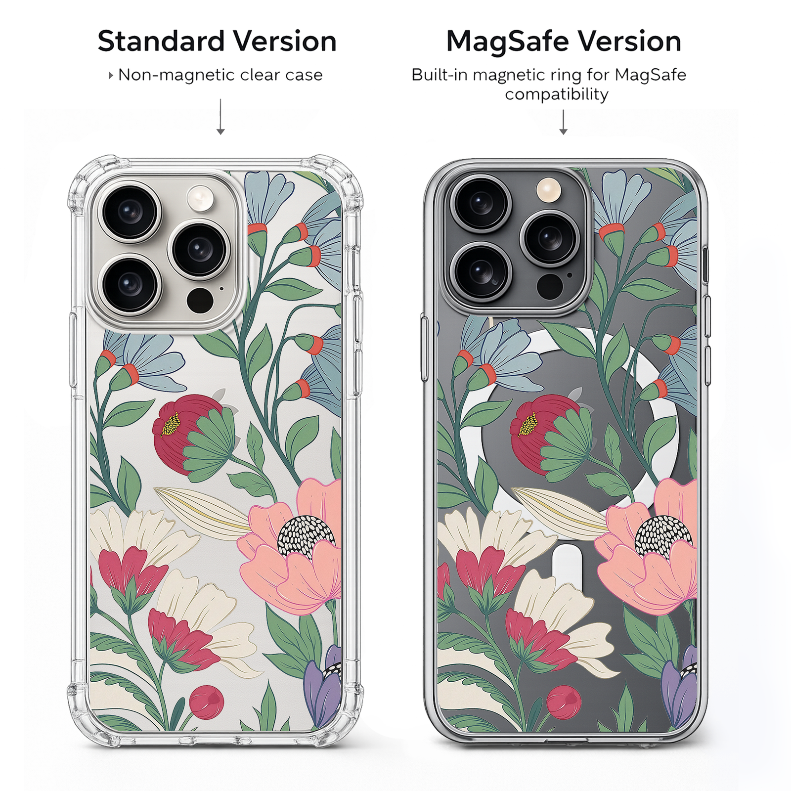 Vintage Floral Garden iPhone Case , Samsung Case, Elegant Botanical Flower Phone Cover, MagSafe Case