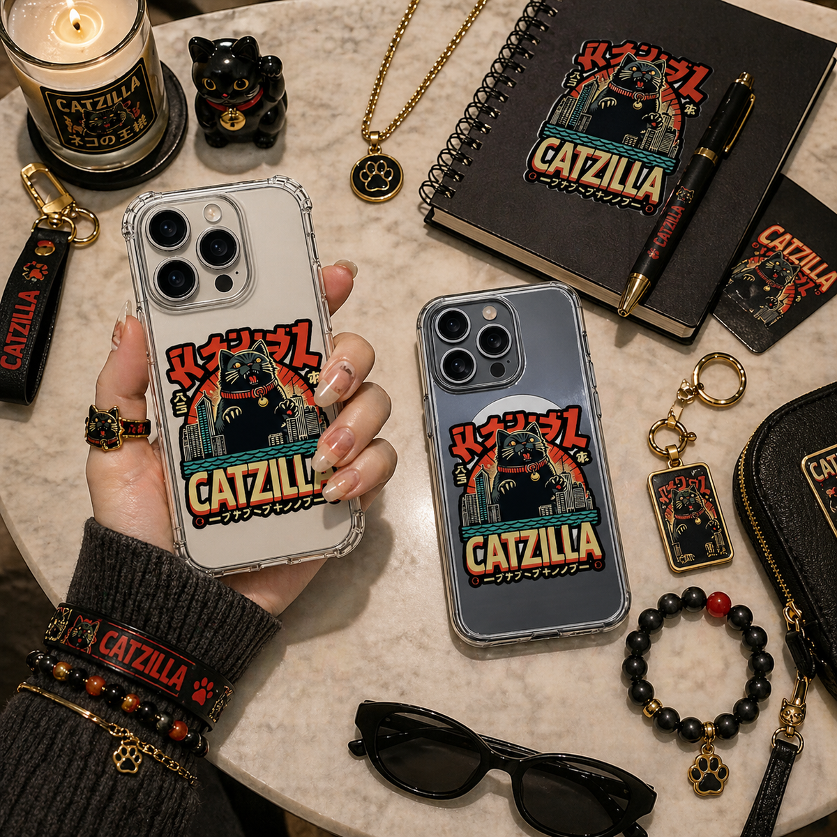 Catzilla Japanese Cat Monster iPhone Case , Samsung Case, Retro Kaiju Kitty Phone Cover, MagSafe Case
