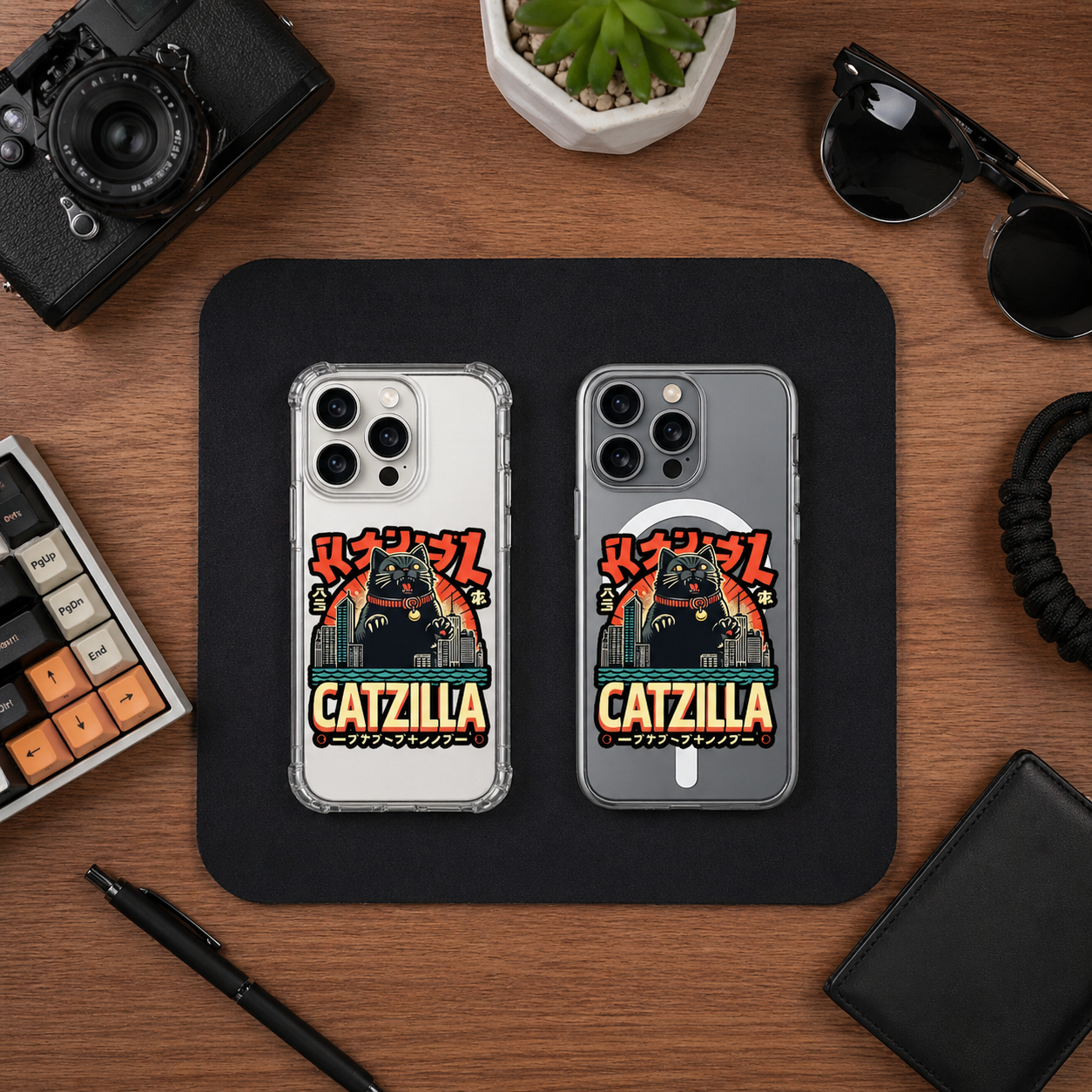 Catzilla Japanese Cat Monster iPhone Case , Samsung Case, Retro Kaiju Kitty Phone Cover, MagSafe Case