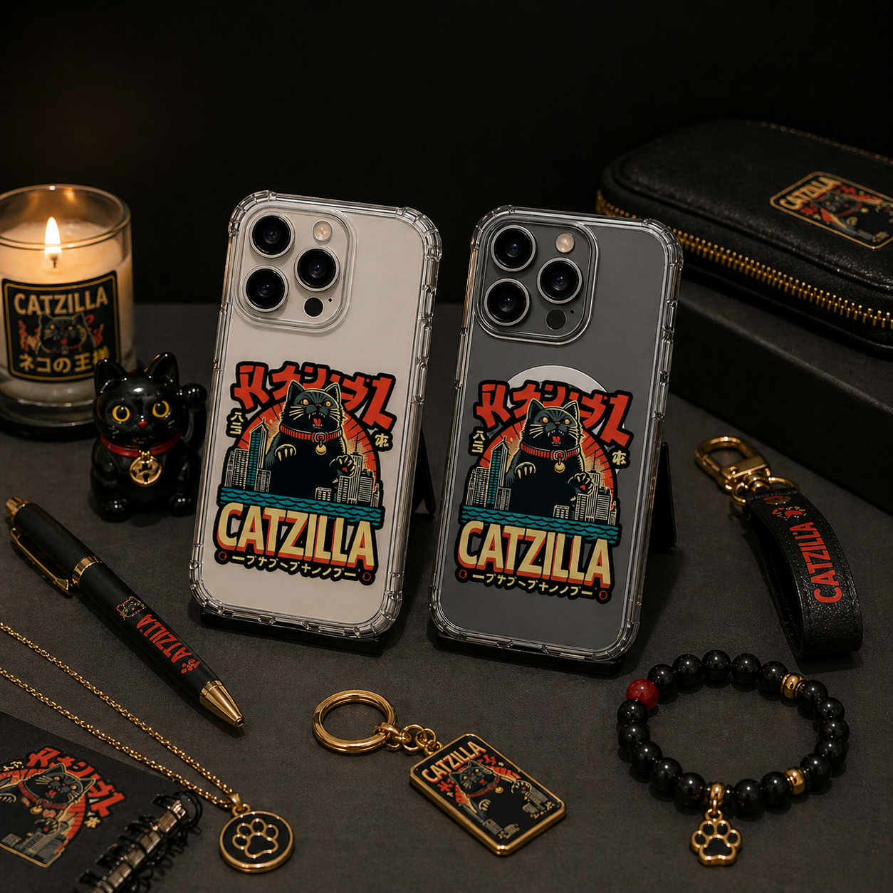 Catzilla Japanese Cat Monster iPhone Case , Samsung Case, Retro Kaiju Kitty Phone Cover, MagSafe Case