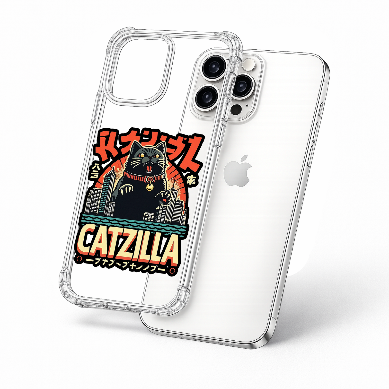 Catzilla Japanese Cat Monster iPhone Case , Samsung Case, Retro Kaiju Kitty Phone Cover, MagSafe Case