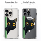 Peekaboo Black Cat iPhone Case , Samsung Case, Cute Curious Kitty Phone Cover, MagSafe Case