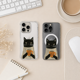 Black Cat Coffee Lover iPhone Case , Samsung Case, Minimalist Cat Mug Phone Cover, MagSafe Case