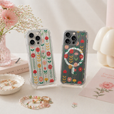 Scandinavian Floral Pattern iPhone Case , Samsung Case, Cute Folk Art Flower Phone Cover, MagSafe Case