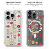 Scandinavian Floral Pattern iPhone Case , Samsung Case, Cute Folk Art Flower Phone Cover, MagSafe Case